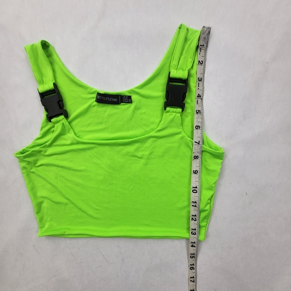 PRETTYLITTLETHING Neon Green Buckle Strap Crop Top. Size 6 - Picture 6 of 6